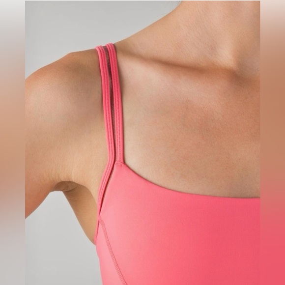 Lululemon Straight Up Bra in Pink Lemonade with Clear Sheer Straps - Size 6 - Picture 4 of 10